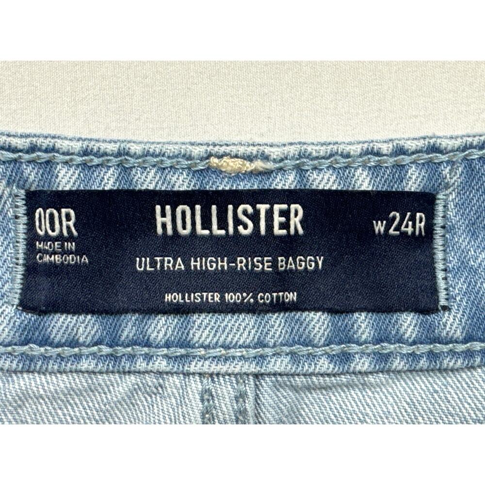 Hollister Women's Ultra High-Rise Baggy Blue Denim Jeans - Size 00R/W24R (24x30) - Picture 3 of 4